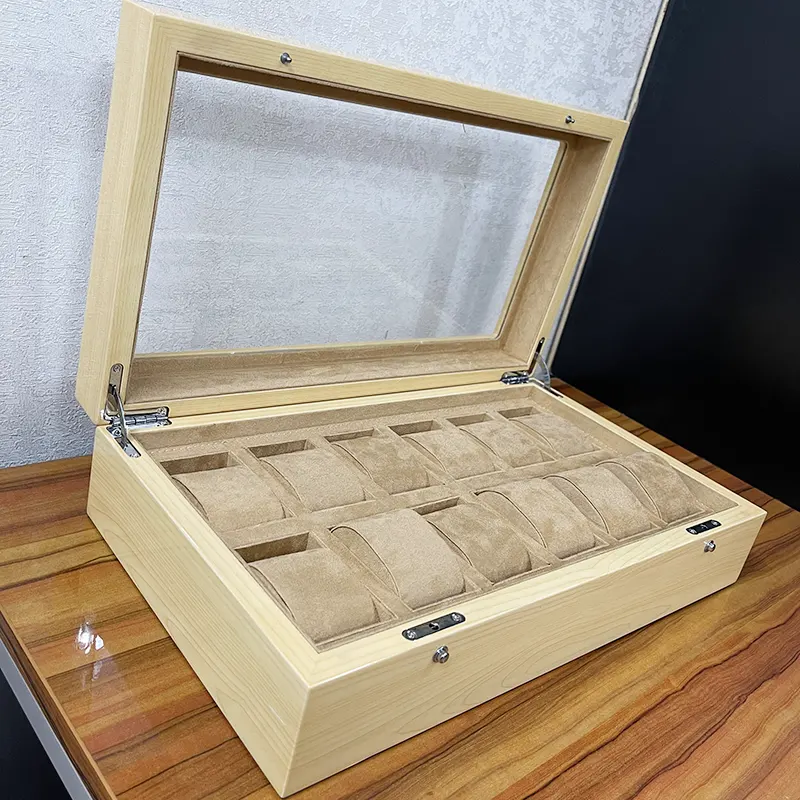 12 Slots Grey Wooden Premium Watch Organizer Boxes And Gift Case